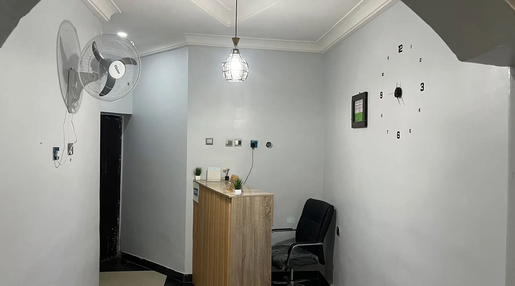 The reception desk inside Rahama Wellness Center, Abuja