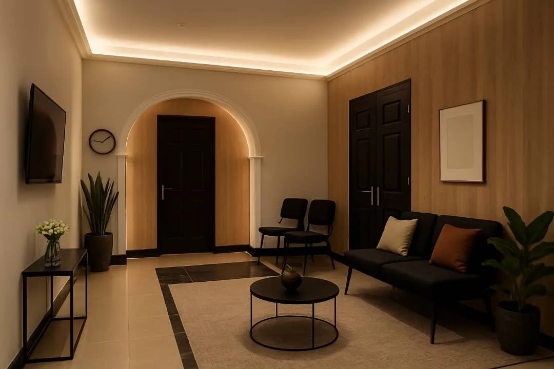 The welcoming waiting room at Rahama Wellness Center, Abuja